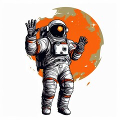 Art illustration astronaut in outer space