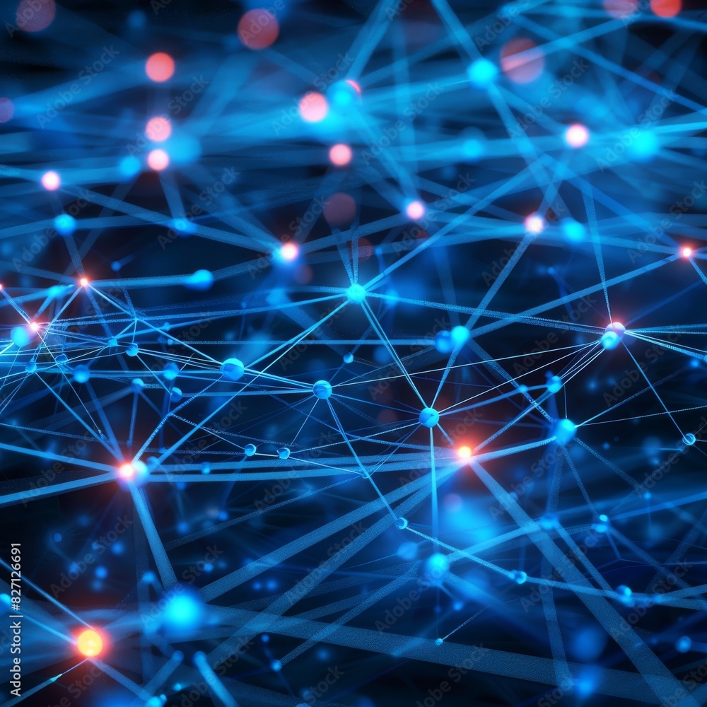 Poster a digital illustration of a global network with interconnected nodes, symbolizing the power of inter
