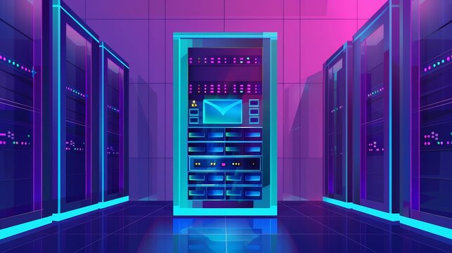 Proxy Server flat design front view internet privacy theme cartoon drawing Analogous Color Scheme