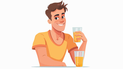 Handsome man with cold kvass on white background. Tra