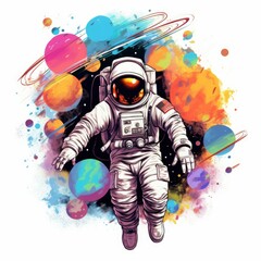 Art illustration astronaut in outer space