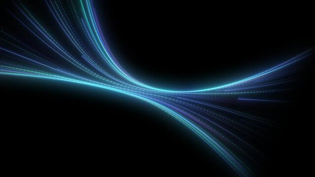 Flowing Neon Lines Animation. Airflow Digital Lines. 4K