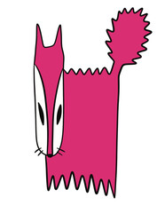 Pink cat abstract cartoon