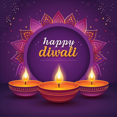 Radiant Diwali Greetings on a Royal Purple Backdrop