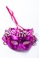 Purple carnival mask isolated on white background with clipping path.