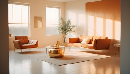 Fototapeta premium white and gold theme interior modern minimalism photo realism