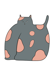 Cute cat abstract cartoon,polka dot cat