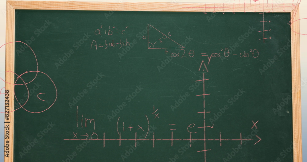 Poster image of mathematical data processing over green chalkboard