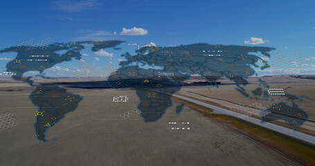 Image of global connections over desert