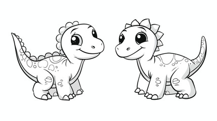 Little cute happy dino. Kid dinosaur for coloring boo