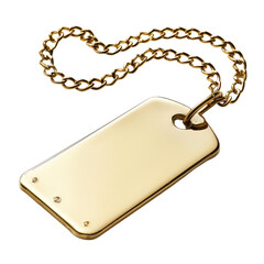 Fototapeta premium Gold-Plated Rectangular Dog Tag with Chain