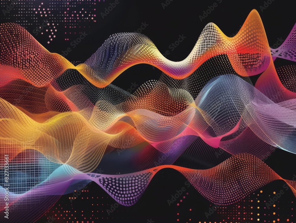 Poster abstract data chart, vibrant and bold colors with dynamic shapes and patterns, artistic and eyecatch