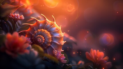 Obraz premium A tight shot of a cluster of flowers against a softly blurred backdrop Sunbeam distinct in the foreground, background radiating a gentle, indistinct glow around a blurred