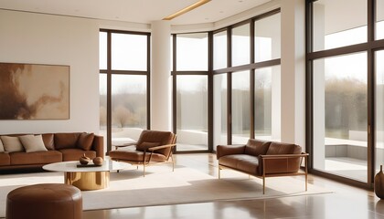 Fototapeta premium white and gold theme interior modern minimalism photo realism