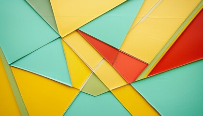 Vibrant Abstract Paper Texture: A Playful Combination of Geometric Shapes in Bright Colors
