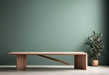 Ai generated illustration of room with green wall and floor.