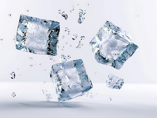 flying ice cubes in high resolution