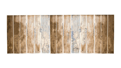 old wooden fence isolated on transparent background.