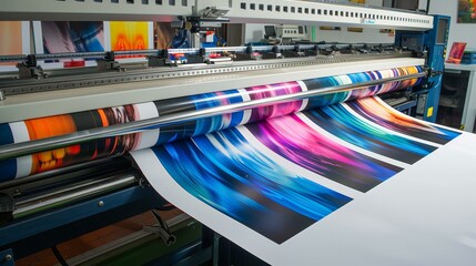 A large machine that is printing a bunch of different colors. Generative AI. - Powered by Adobe