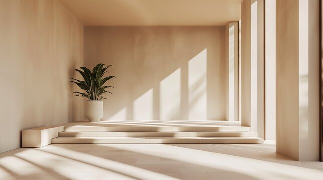 Aesthetic and beautiful minimalism architecture background featuring clean lines, neutral colors, and design elements, perfect for video calls or online meetings, creating professional atmosphere.