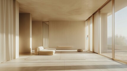 Aesthetic and beautiful minimalism architecture background featuring clean lines, neutral colors, and design elements, perfect for video calls or online meetings, creating professional atmosphere.