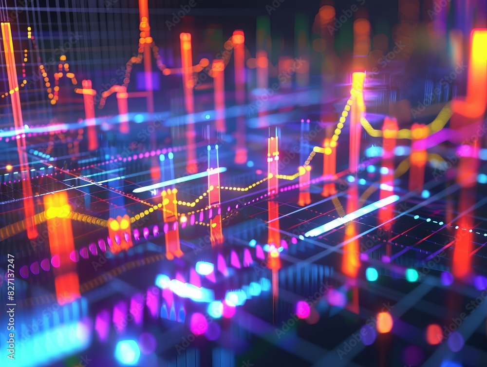 Poster animated data chart, smooth transitions and dynamic movements, bright colors and clear labels, ideal