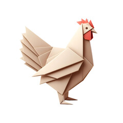 A paper origami craft of animal in a hen shape isolated on transparent background 