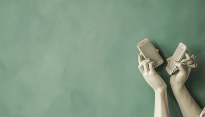 Modern Twist on Antique Art: Vintage female statue's hands showcase text callouts on green sage back