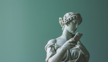 Sage Green Modern Design: Antique Statue's Hands with Callouts for Text Messages