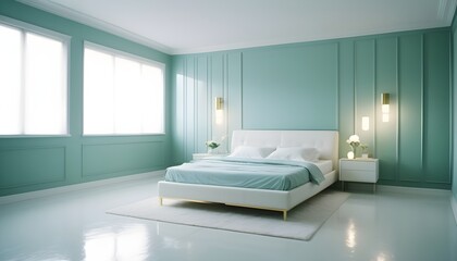 white and gold theme interior modern minimalism photo realism