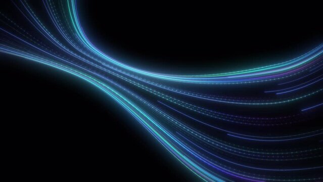Dynamic Abstract Neon Light Trails Flowing Like Airflow in Futuristic Space