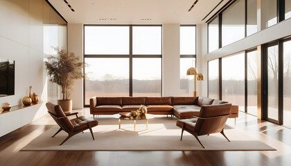 Fototapeta premium white and gold theme interior modern minimalism photo realism