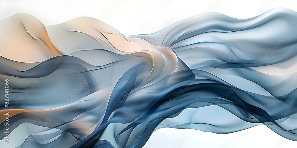 Poster blue waves: an abstract representation with a calming and cool color palette. concept abstract art, 