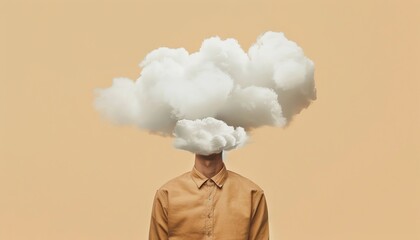 Funky Worker Guy: A Collage of Mind Clouds in an Empty Space