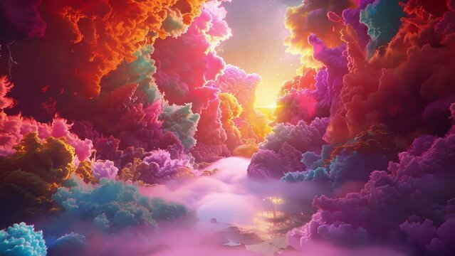 Bright and lively smokes blend together creating a mesmerizing and psychedelic landscape that seems to come straight out of a fantasy world.