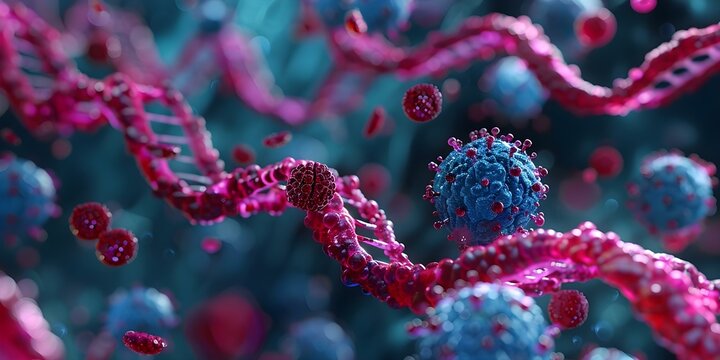 Genetic Analysis of Cancer Cells in the Human Body for Research Purposes. Concept Cancer Research, Genetics Studies, Human Body Analysis, Tumor Cells, Research Purposes