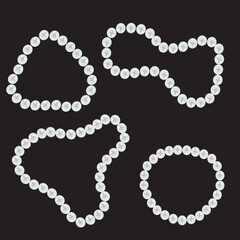 Pearl necklace on a black background. Seamless pattern. Vector illustration.