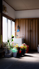 A shed with pots and other things