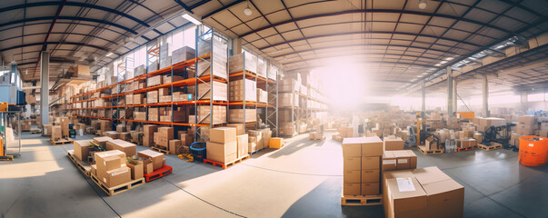 A large warehouse storage filled with lots of shelves, Storage Symphony: A Warehouse Filled with Rows of Shelves