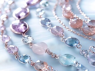 Obraz premium Capture the essence of sophistication in a side profile of pastel jewelry