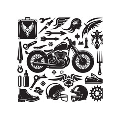 Set of motorcycle elements  illustration