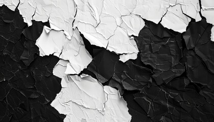 Monochrome Chaos: Torn Paper Collage Abstract