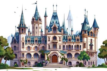 Obraz premium beautiful royal castle palace vector 3d rendering white background