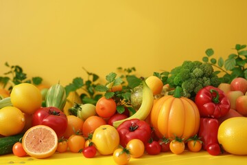 Colorful Produce  Bright, colorful fruits and vegetables as the backdrop