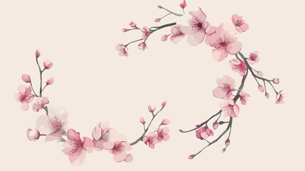 Simple branch with pink flower frame in beautiful style