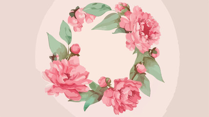 Simple pink peony frame for print design. Trendy patt