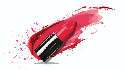 Smear of beautiful lipstick on white background Cartoon
