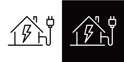 シンプルな家の配電のラインアイコン