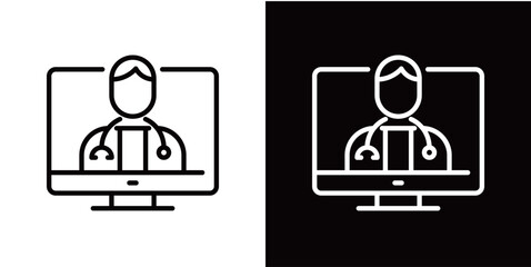 シンプルなWEB診療のラインアイコン