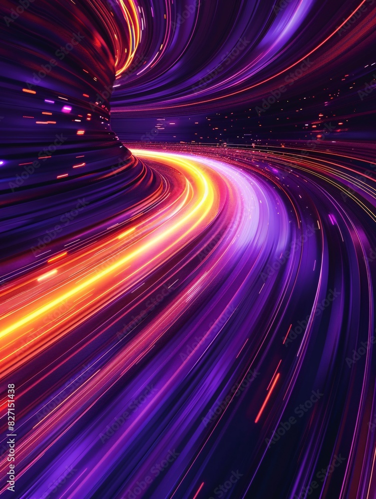 Poster violet and tangerine fast digital design backdrop.